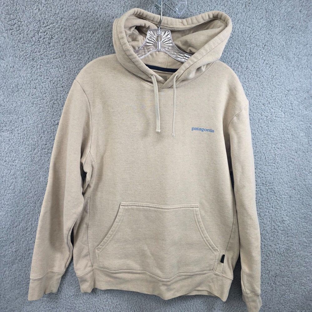 Patagonia Hoodie Fitz Roy Icon Uprisal Mens M Womens L Beige Pullover Sweater